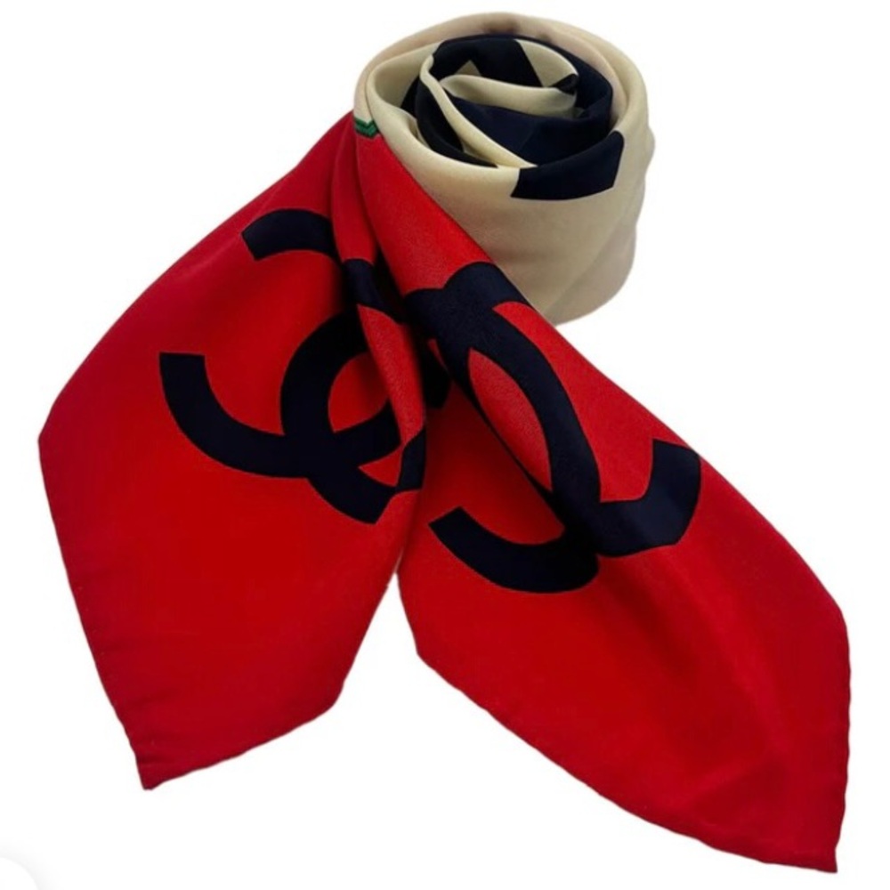 Chanel Authentic & 100% Silk Logo Scarf